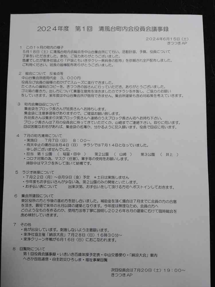 第2回役員会議事録