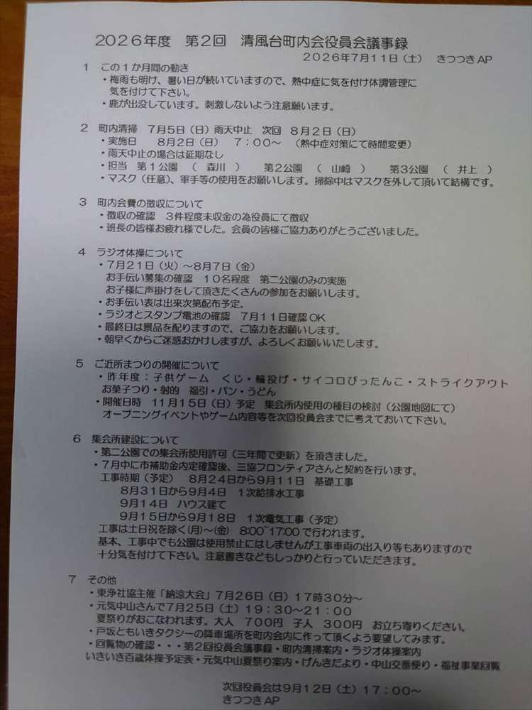 第2回役員会議事録